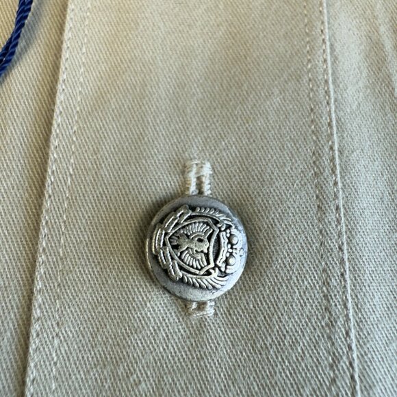 Briess Club Men's Button-Up Shirt L 41/42 – Khaki Beige 100% Cotton, Crest Metal - Picture 4 of 9